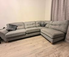 Large Grey Fabric Corner Sectional Sofa