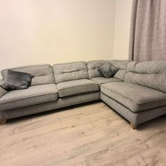 Large Grey Fabric Corner Sectional Sofa