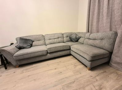 Large Grey Fabric Corner Sectional Sofa