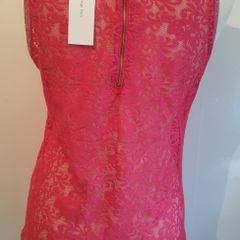 An'ge Paris Ladies Pink Sparkly Top With Back Lace Detail New With Tags RRP E44