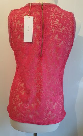 An'ge Paris Ladies Pink Sparkly Top With Back Lace Detail New With Tags RRP E44