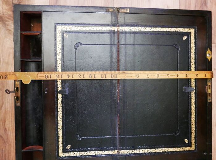 Antique Victorian  Brass Bounded Writing Box (WITH A KEY) 16" X 9" X 6,5"