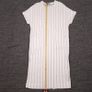 Zara Cream White Black Pinstripe Quilted Short Sleeve Shift Midi Dress Size S Image 10