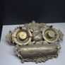 Vintage Ornate Brass Double Inkwell Desk Stand Image 3