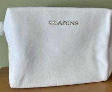 New White Clarins Make Up and Toiletry Bag