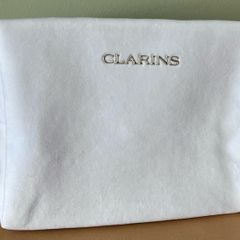 New White Clarins Make Up and Toiletry Bag