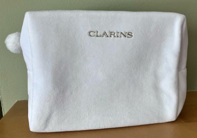 New White Clarins Make Up and Toiletry Bag