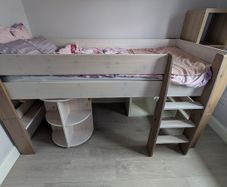 Popsicle mid-high bunk bed with integrated desk