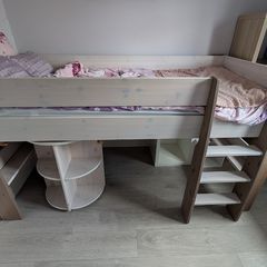Popsicle mid-high bunk bed with integrated desk