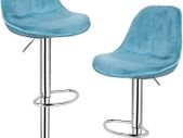 Set of 2 Height-Adjustable Bar Stools Velvet - Free Delivery Nationwide