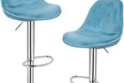 Set of 2 Height-Adjustable Bar Stools Velvet - Free Delivery Nationwide