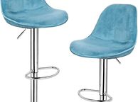 main image for ad Set of 2 Height-Adjustable Bar Stools Velvet - Free Delivery Nationwide