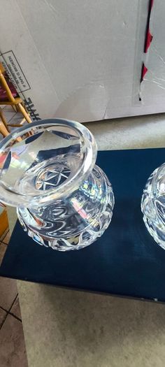 SET OF 2 BOXED Vintage Waterford Crystal Violet Vases.