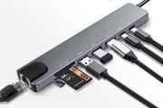 USB C Hub with Ethernet Adapter, 8 In 1 USB-C Multiport Adapter with 100W PD, 4K HDMI, USB 3.0/2.0, Type-C Port, SD/TF Card Reader, Type C Hub for MacBook, Acer, Laptops, Surface, iPad, and More