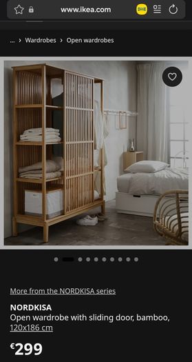 Two IKEA NORDKISA Bamboo Wardrobes Sliding Door  Great Condition
