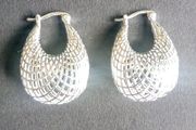 New sterling silver 925 lattice caged drop pendant earrings
