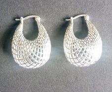 New sterling silver 925 lattice caged drop pendant earrings