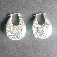 Sterling silver 925 lattice caged drop pendant earrings