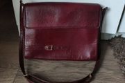 RARE Vintage "Three Bags of Finland" Burgundy Genuine Leather Crossbody / Shoulder Bag