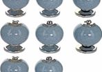 Blue-Grey Crackle Handmade Design Round Ceramic Door Knobs, Vintage, Shabby Chic, Interior Furniture, Cabinet Wardrobe Cupboard Drawers Pulls Handles (8-Pack)