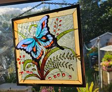Tiffany Style Stained Glass Butterfly Panel - Window Hanging / Suncatcher  , window decoration