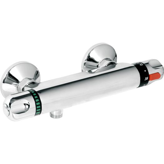 Full set Thermostatic Exposed Bar Shower Mixer Valve Tap Chrome Bottom 1/2" Outlet