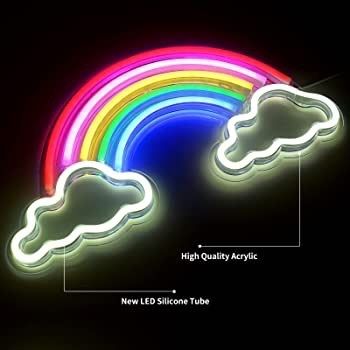 Rainbow LED Neon Light Sign USB Powered 40 x 20cm with Switch Acrylic Neon Wall Light Signs for Bedroom,Living Room,Teen Boys & Grils Game Room Decor (FREE POSTAGE)
