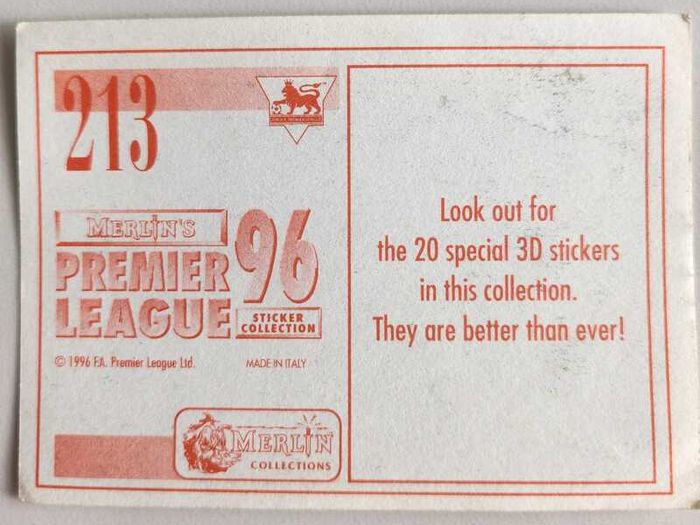 '96 Premier League - Merlin stickers