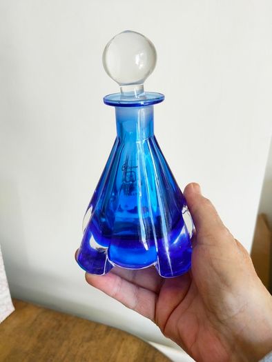 Vintage blue glass perfume bottle