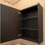 Wall Mounted Mirrored Bathroom Cabinet Dark Wood Effect Image 2