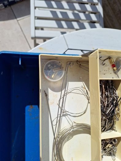 fishing box and bits and bobs