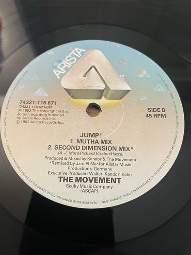 The Movement - Jump! - 12" Vinyl Single - 1992 Arista Records