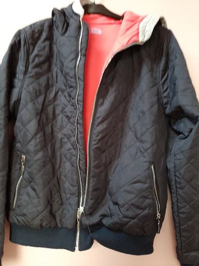 New jacket navy  hood zipped pockets