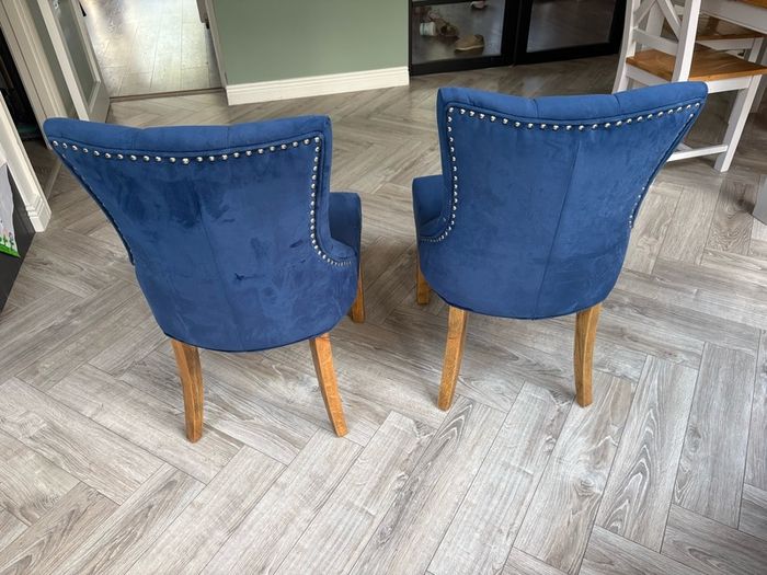 Luxurious Blue Fabric Chairs x 2