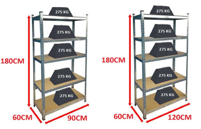 Galvanised 5 Tier Shelving Units - Garage Shed Workshop Office