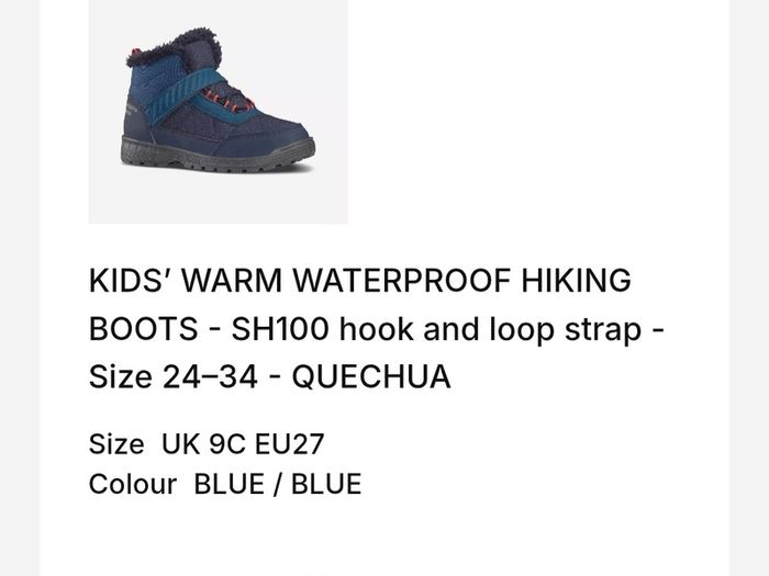 Kids warm waterproof boots size 9 eu27
