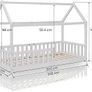 Children's Bed 90 x 200 cm Floor Bed with Fall Protection and Slatted Frame for Children Children's Beds for Girls and Boys Solid Pine Wood in White Image 2
