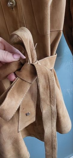 Camel suede safari style jacket Sz L (Fit 12-14UK)