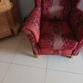 Wing Back Arm Chair- 2 Tone Wine. Image 3
