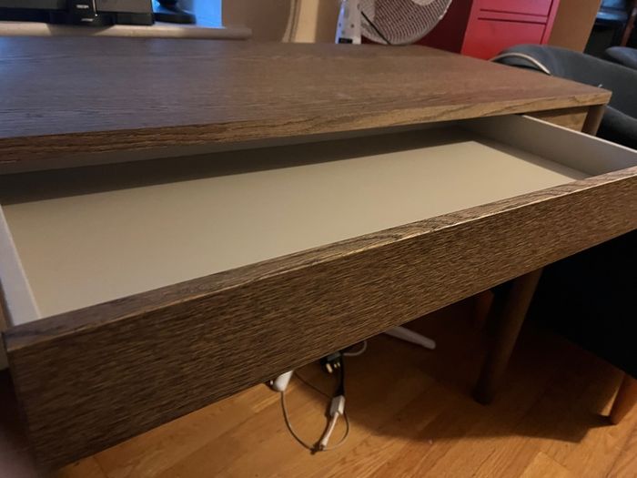 IKEA Tonstad dark oak veneer desk with drawer