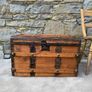 Late Victorian Antique Metal Bound Wooden Chest. Image 6