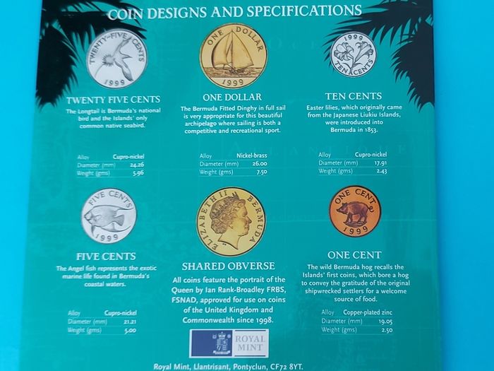 BERMUDA  5 Coin Set 1999 In Uncirculated Condition