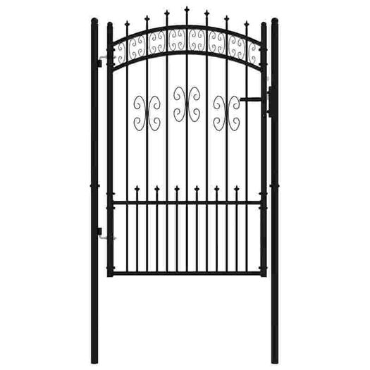 Fence Gate with Spear Top Black 103x150 cm