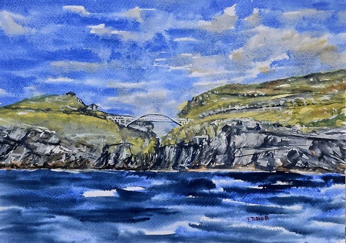 mizen head footbridge watercolour