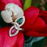 Vintage 1960/70s 'Toi et Moi' Emerald, Ruby & Diamond Ring Image 8