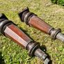 Antique mahogany piano legs with bronze casters Image 4