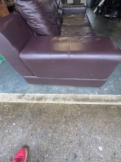 Brown leather sofa & armchair