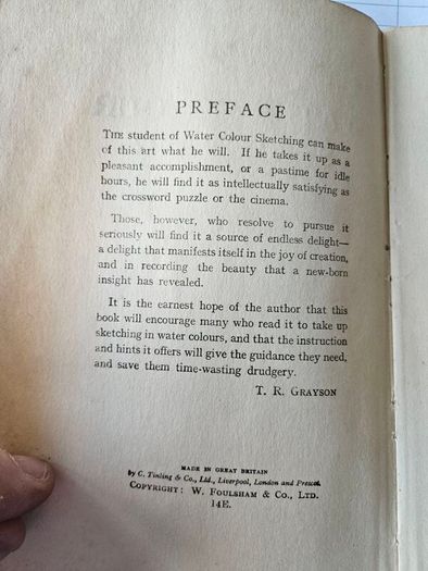 Water Colour Sketching. By T.r.grayson. Paperback In Fair Condition.