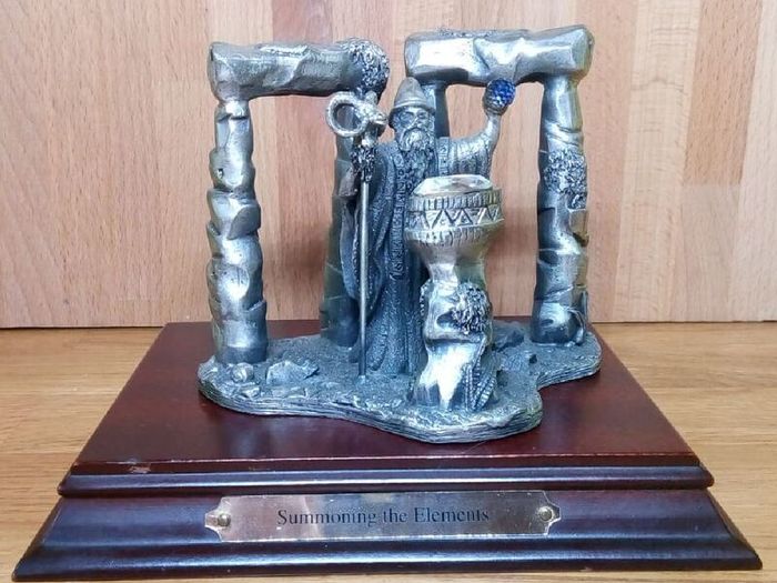 Metal Figure with Crystals - SUMMONING THE ELEMENTS - With Plinth -  No Box
