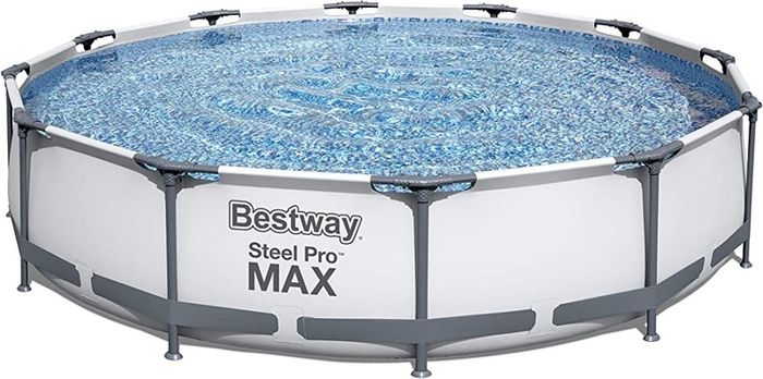 Steel Pro Round Frame Swimming Pool with Filter Pump, Grey, 12 ft (FREE SHIPPING)